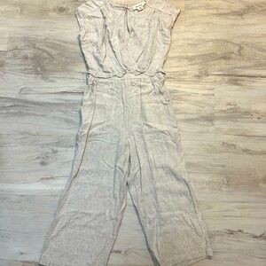 Linen Beige Capri Jumpsuit